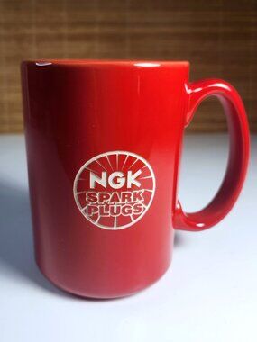 NGK Spark Plugs Red Ceramic Coffee Mug 16 oz Laser Etched